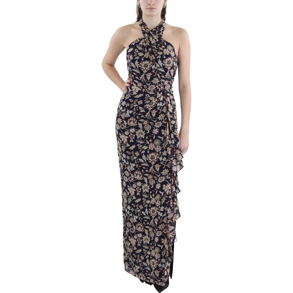 Lauren Ralph Lauren Dresses & Skirts - Lauren by Ralph Lauren Floral Halter Maxi Dress - Navy and Cream